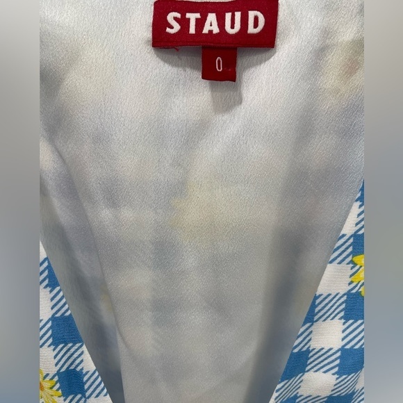 Staud Milla Print Minidress In Gingham Daisy Plaid - Picture 3 of 5